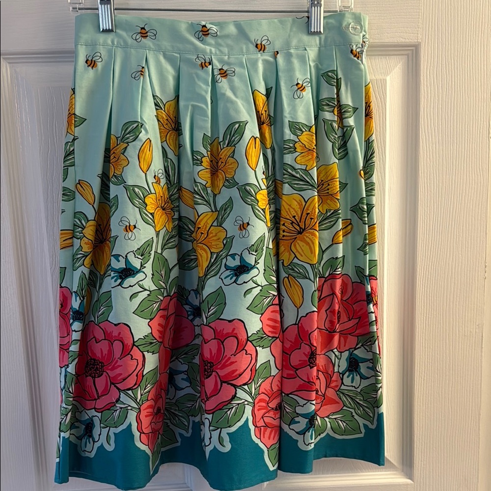 Floral Print Vintage Style Swing Skirt, pinup, 50s